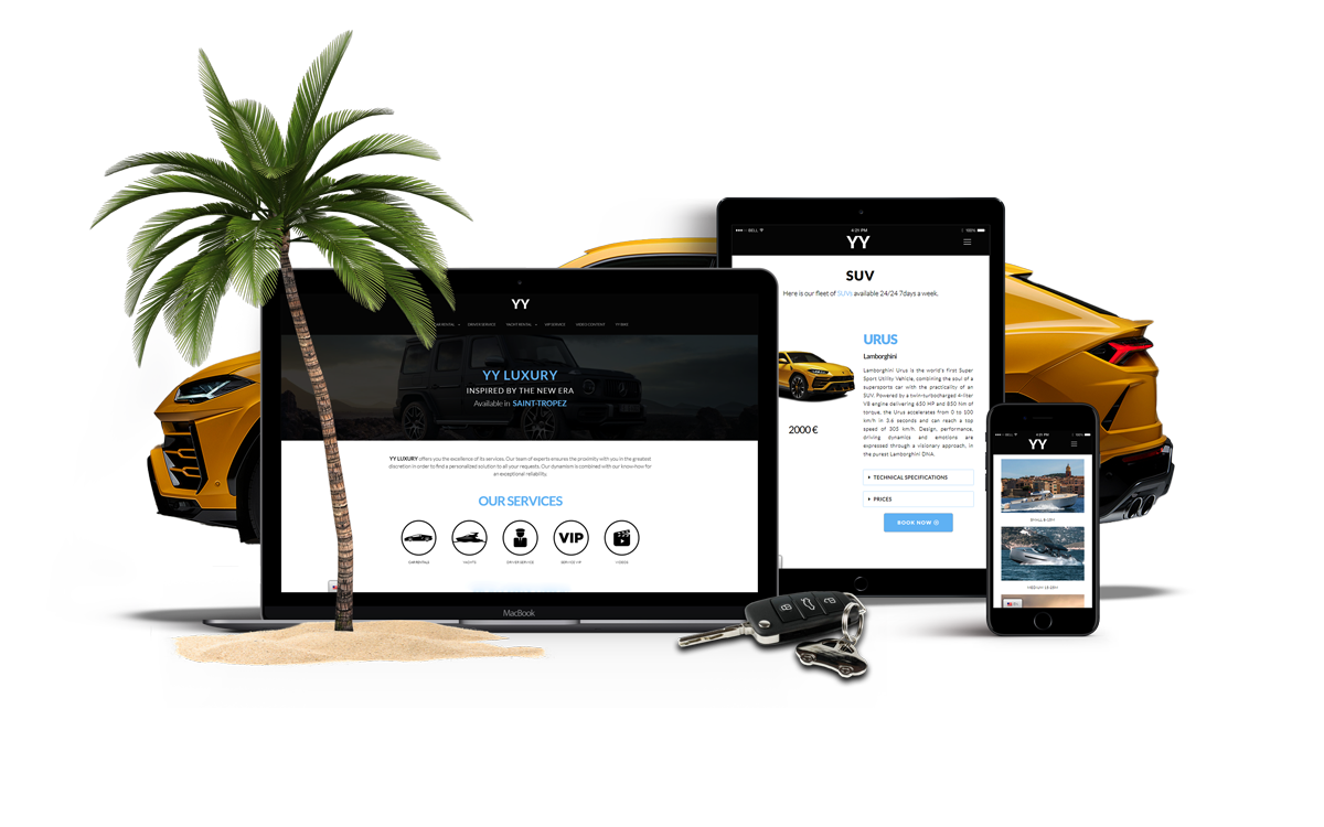 YY LUXURY website mockup